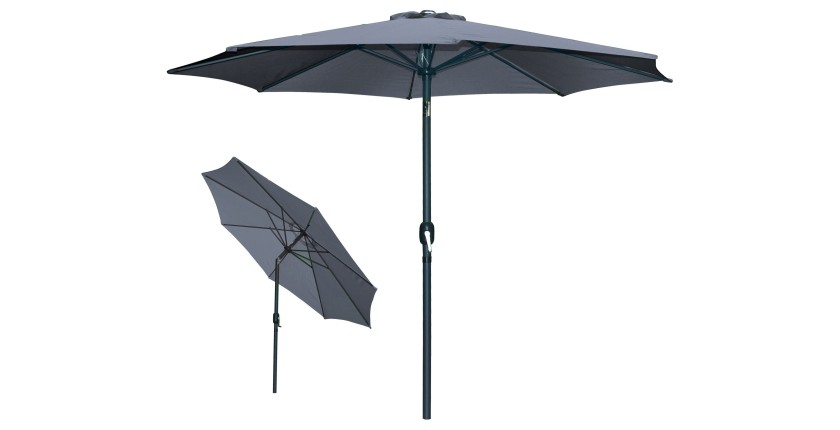 Parasol inclinable rond gris anthracite diamètre 300cm