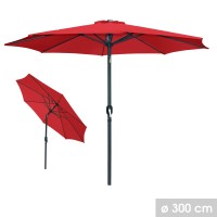 Parasol inclinable rond rouge diamètre 300cm