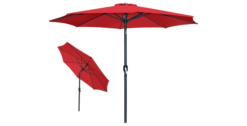 Parasol inclinable rond rouge diamètre 300cm