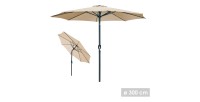 Parasol inclinable rond beige diamètre 300cm