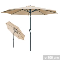 Parasol inclinable rond beige diamètre 300cm