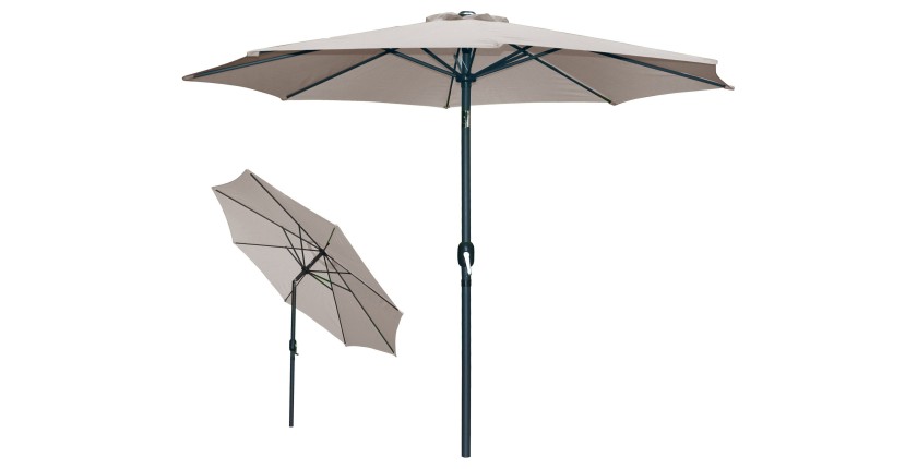 Parasol inclinable rond taupe diamètre 300cm