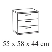 Table de chevet avec trois tiroirs collection OLGA Coloris blanc effet bois