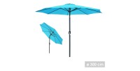 Parasol inclinable rond bleu turquoise diamètre 300cm