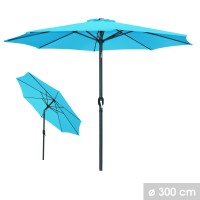 Parasol inclinable rond bleu turquoise diamètre 300cm