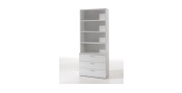 Commode 3 tiroirs avec module 3 étagères coloris blanc effet bois collection OLGA