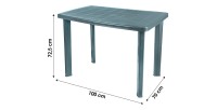 Table d'extérieur coloris vert en PVC dimension 100x70cm