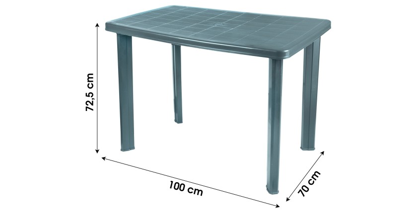 Table d'extérieur coloris vert en PVC dimension 100x70cm