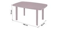 Table d'extérieur coloris taupe en PVC dimension 140x90cm