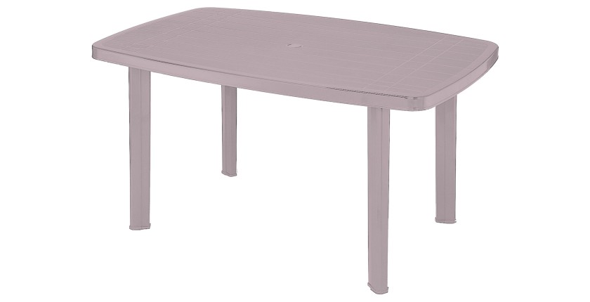 Table d'extérieur coloris taupe en PVC dimension 140x90cm