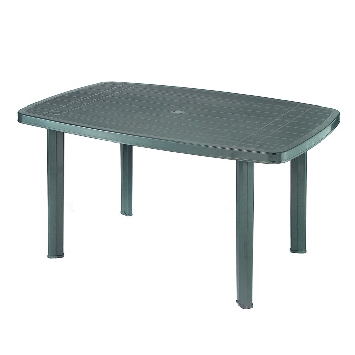 Table d'extérieur coloris vert en PVC dimension 140x90cm