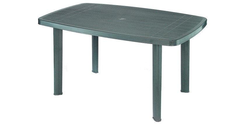 Table d'extérieur coloris vert en PVC dimension 140x90cm