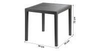 Table d'extérieur coloris gris anthracite en PVC dimension 79x79cm