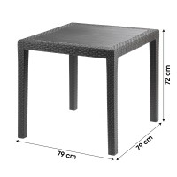 Table d'extérieur coloris gris anthracite en PVC dimension 79x79cm