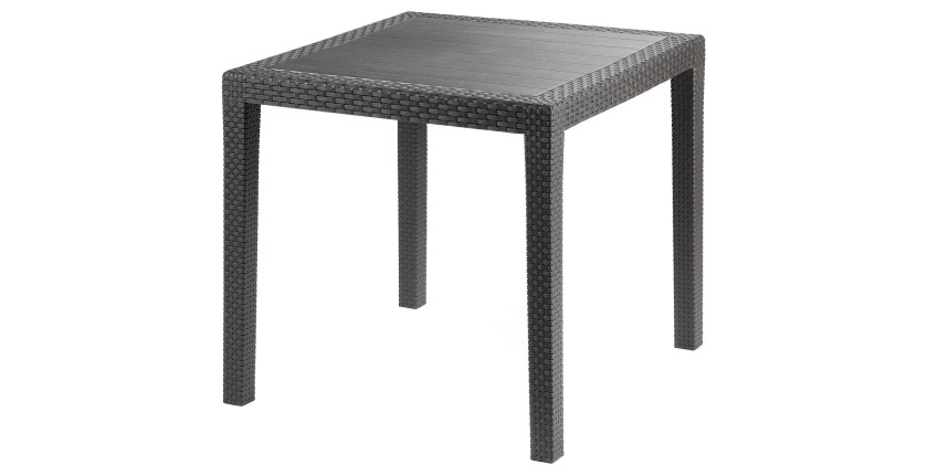 Table d'extérieur coloris gris anthracite en PVC dimension 79x79cm