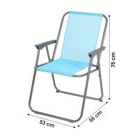 Fauteuil de jardin pliable en tissu bleu turquoise 53x55x75cm