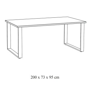 Table 10 personnes pour salle à manger collection NEWTON coloris chêne clair. Pieds en métal.