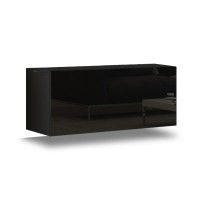 Ensemble de meubles de salon noir suspendus collection CEPTO XVII 249cm, 10 meubles, leds, modulables.