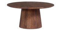 Table basse ronde collection RIMBAUD effet bois brun clair diamètre 80 cm