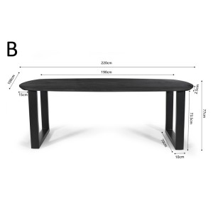 Table à manger FRANCHIA en bois massif exotique mangolia noir - L220cm