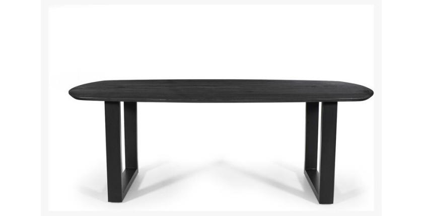 Table à manger FRANCHIA en bois massif exotique mangolia noir - L220cm