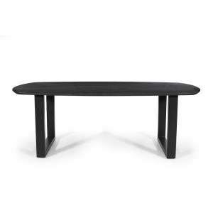 Table à manger FRANCHIA en bois massif exotique mangolia noir - L220cm