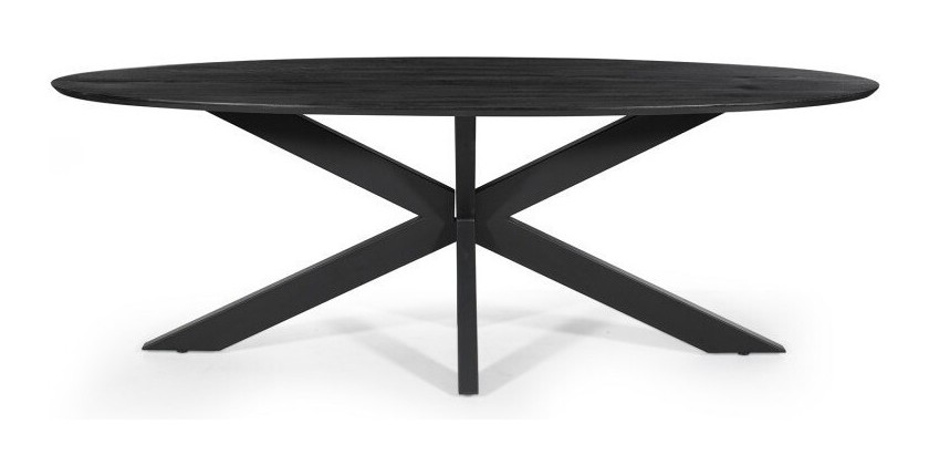 Table à manger FRANCHIA longueur 220cm en bois brut exotique mangolia noir