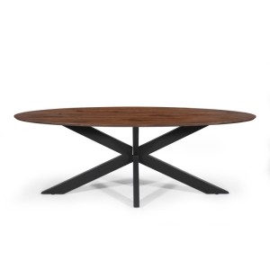 Table à manger FRANCHIA longueur 220cm en bois brut exotique mangolia noir