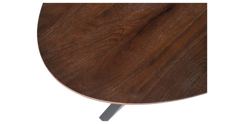 Table à manger FRANCHIA longueur 220cm en bois brut exotique mangolia noir