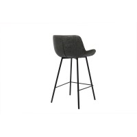 Chaise de comptoir VANO PU Noir, dimensions : L48.5xH100xP51 cm