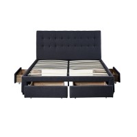 Lit avec 4 tiroirs design coloris gris pour adulte collection INIT, 160x200cm, sommier inclus