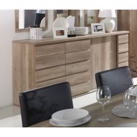 Buffet, bahut ROMI 3 portes coulissantes coloris chêne dab canyon. Meuble design idéal pour votre salle à manger