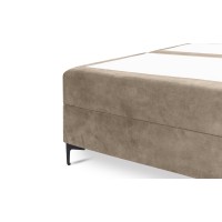 Lit boxspring 160x200 coloris sable avec double coffre - Collection LONDON