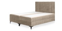 Lit boxspring 180x200 coloris sable avec double coffre - Collection LONDON