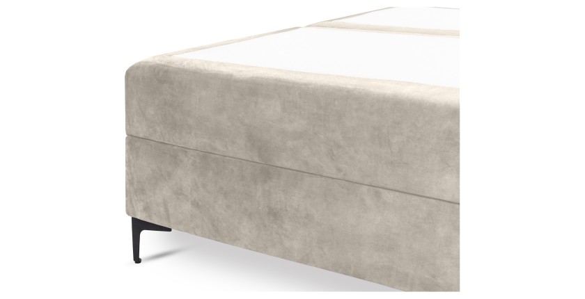 Lit boxspring 160x200 coloris beige avec double coffre - Collection LONDON