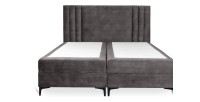 Lit boxspring 160x200 coloris anthracite avec double coffre - Collection LONDON