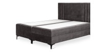 Lit boxspring 180x200 coloris anthracite avec double coffre - Collection LONDON