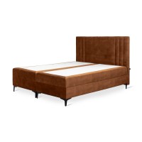 Lit boxspring 160x200 coloris rouge avec double coffre - Collection LONDON