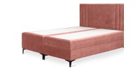 Lit boxspring 160x200 coloris corail avec double coffre - Collection LONDON