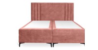 Lit boxspring 180x200 coloris corail avec double coffre - Collection LONDON