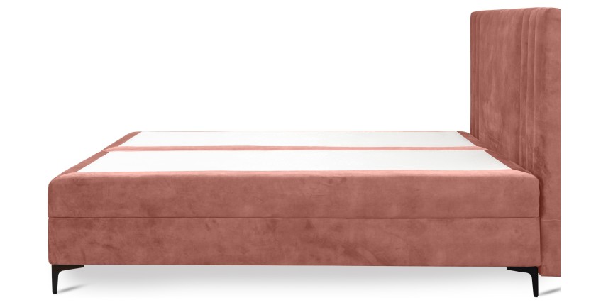 Lit boxspring 180x200 coloris corail avec double coffre - Collection LONDON