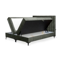 Lit boxspring 180x200 coloris vert avec double coffre - Collection LONDON