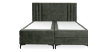 Lit boxspring 180x200 coloris vert avec double coffre - Collection LONDON