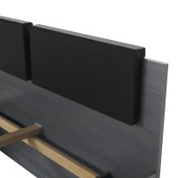 Lit adulte 180x200 avec tiroirs intégrés - Collection FLOYD, Coloris gris effet bois
