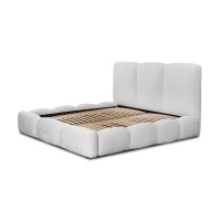 Lit coffre 180x200 coloris blanc armature rembourrée - Collection DREAM