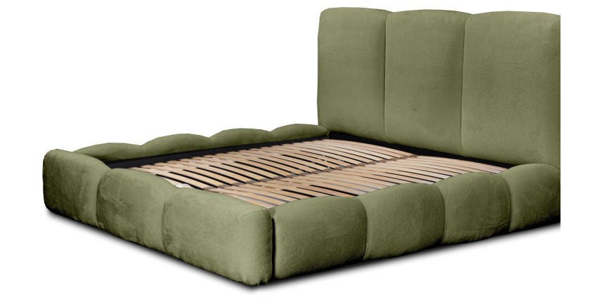 Lit coffre 140x200 coloris vert armature rembourrée - Collection DREAM