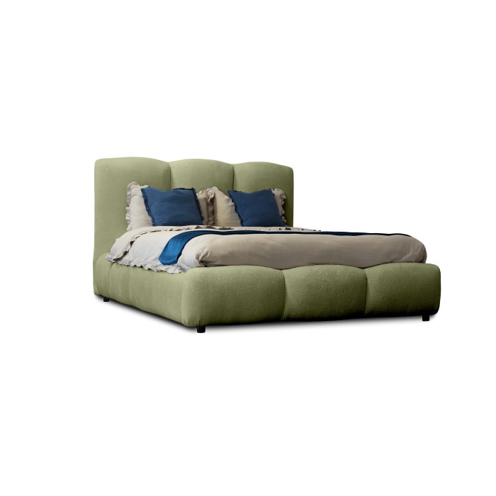 Lit coffre 160x200 coloris vert armature rembourrée - Collection DREAM