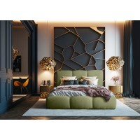 Lit coffre 180x200 coloris vert armature rembourrée - Collection DREAM