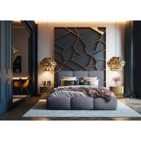 Lit coffre 160x200 coloris gris foncé armature rembourrée - Collection DREAM