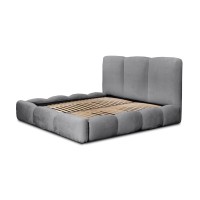 Lit coffre 160x200 coloris gris armature rembourrée - Collection DREAM